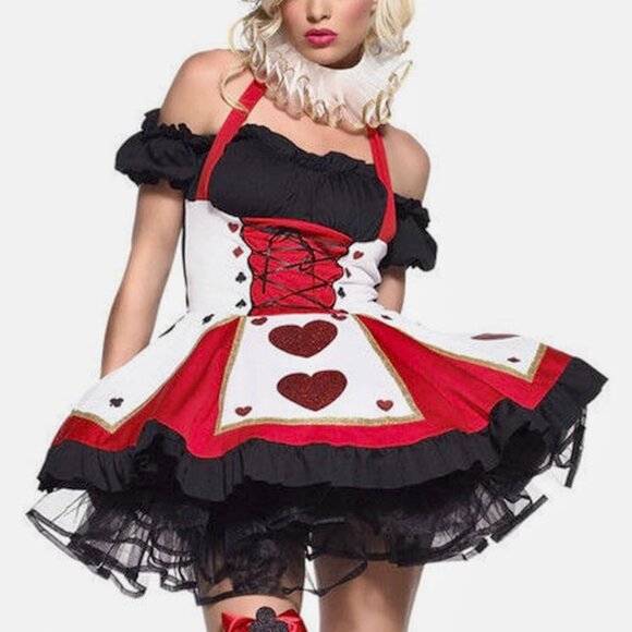 Leg Avenue Queen of Hearts Costume *Dress Only* XS Red Black Alice in Wonderland - Picture 1 of 7